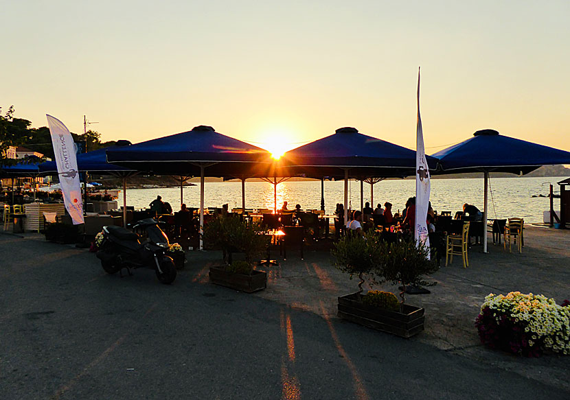 Sunset and cozy bars near the beaches of Pylos.
