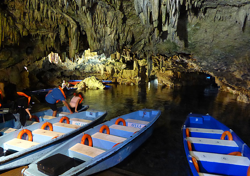 The Diros Caves are located south of Aeropoli, below the village of Pirgos Dirou, in the southwestern Peloponnese.