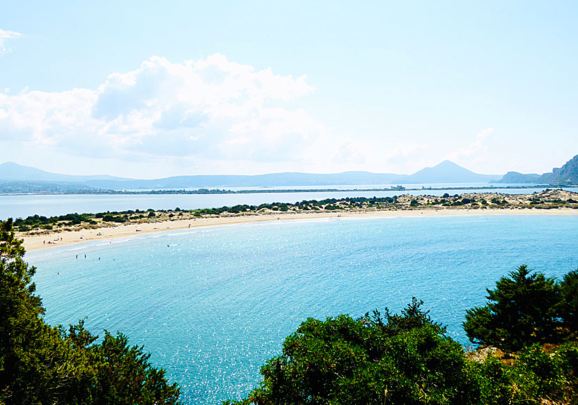 Voidokilia beach seen from the path to Glossa beach.