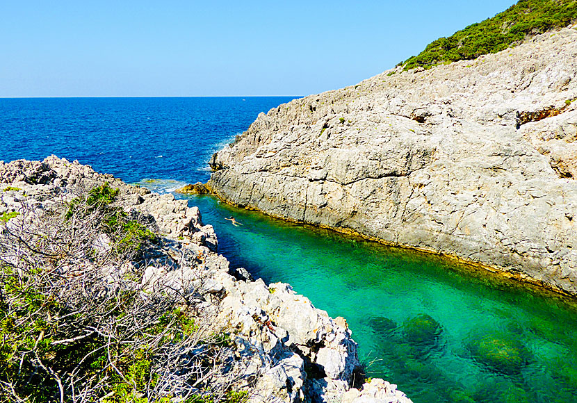 Glossa beach is commonly called Hidden beach because it is so secret.