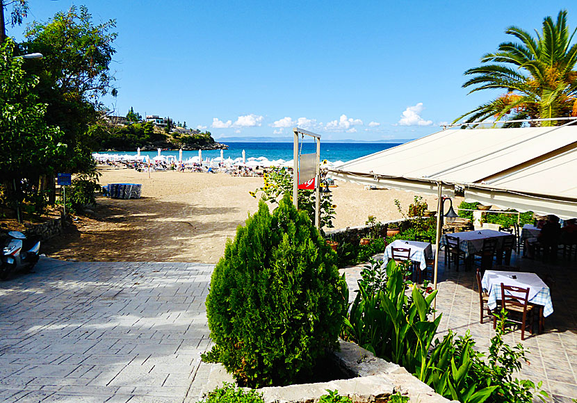 Good tavernas and restaurants on Kalogria beach, where the Greek writer Nikos Kazantzakis met his friend Alexis Zorbas.