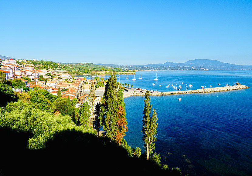 The port and village of Koroni seen from the entrance to Koroni Castle.