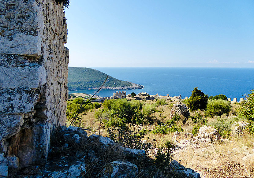 Sfakteria island and Navarino Bay seen from Paleokastro.