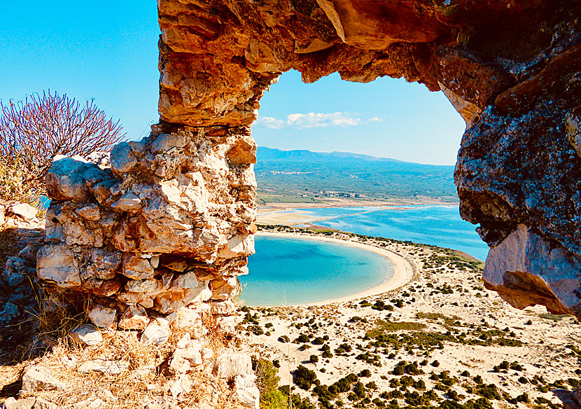 Voidokilia beach above the Gialova lagoon on the Peloponnese.