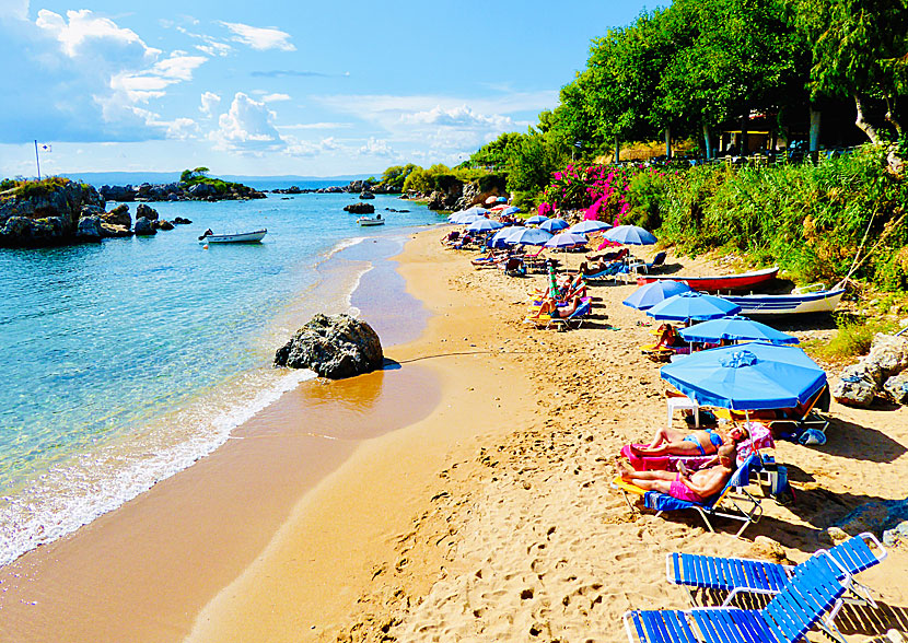 The part of Stoupa beach that is snorkel-friendly.