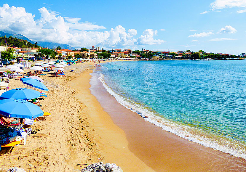 The beach in the very nice tourist resort of Stoupa in Mani in the Peloponnese.