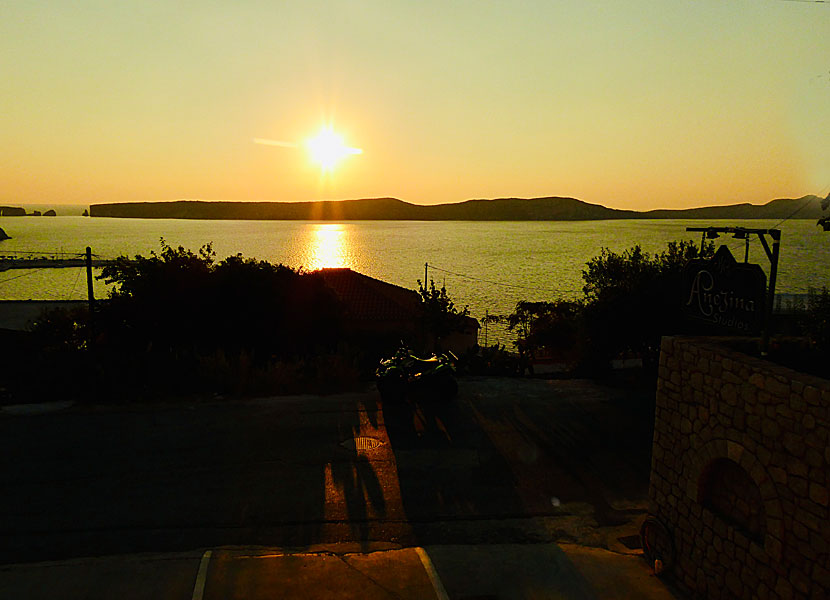 The sunset over Navarino bay seen from the village of Pylos in the Peloponnese.