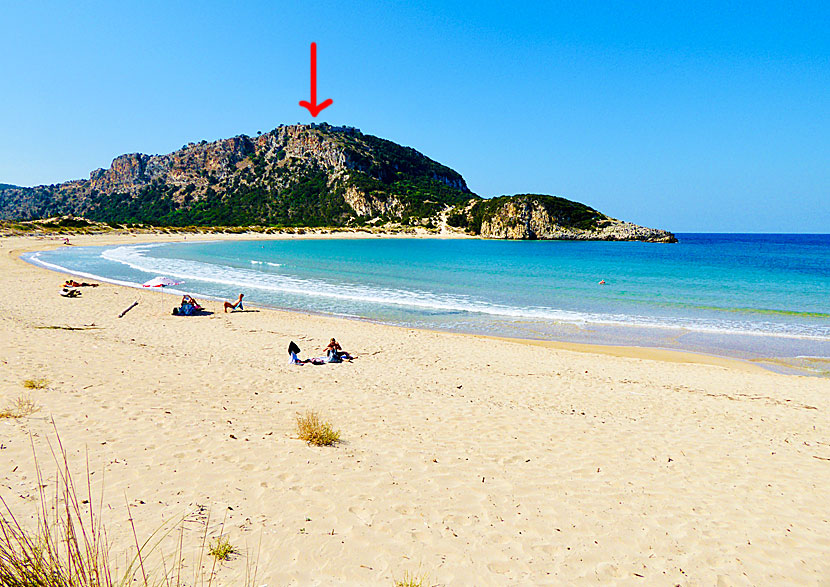 Voidokilia beach and Paleokostro where Nestor's cave is located.