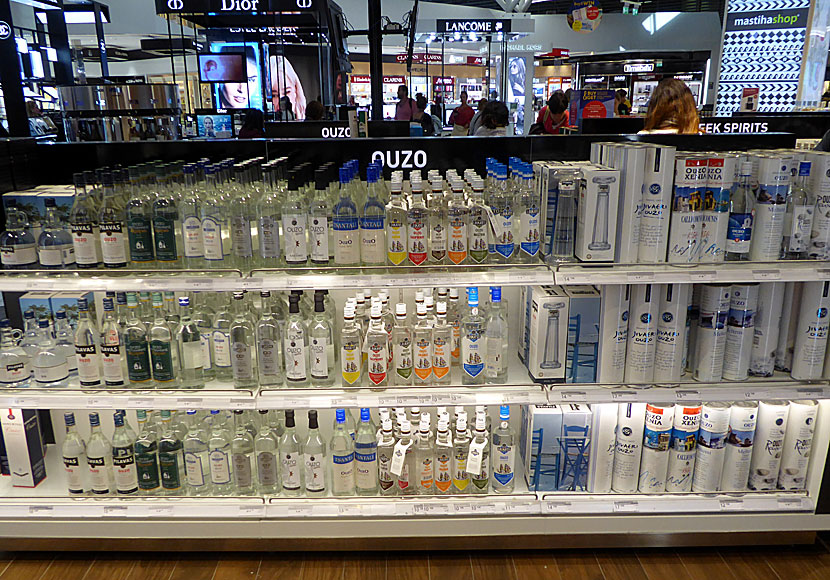 Buy ouzo duty free at airports in Greece.