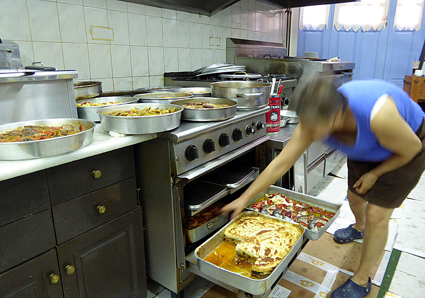 I like to go into the kitchen and lift the lids when I order food in the village of Pylos in the Peloponnese.