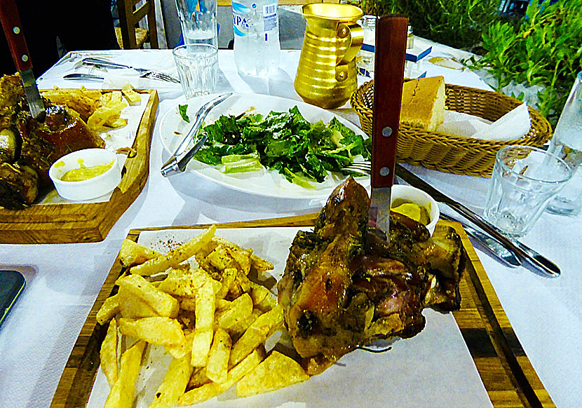 At Restaurant Armenon in Livadia on Tilos there is a very good Greek dish called Kotsi.