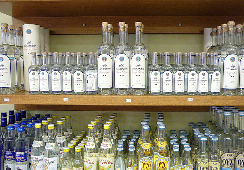 Ouzo from Lesvos is available for purchase throughout Greece.