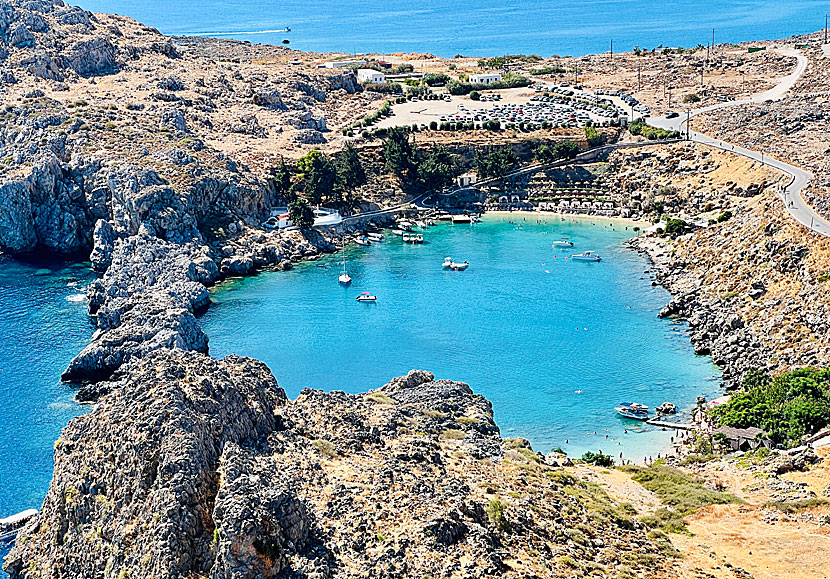 Saint Paul beach in Lindos on Rhodes.