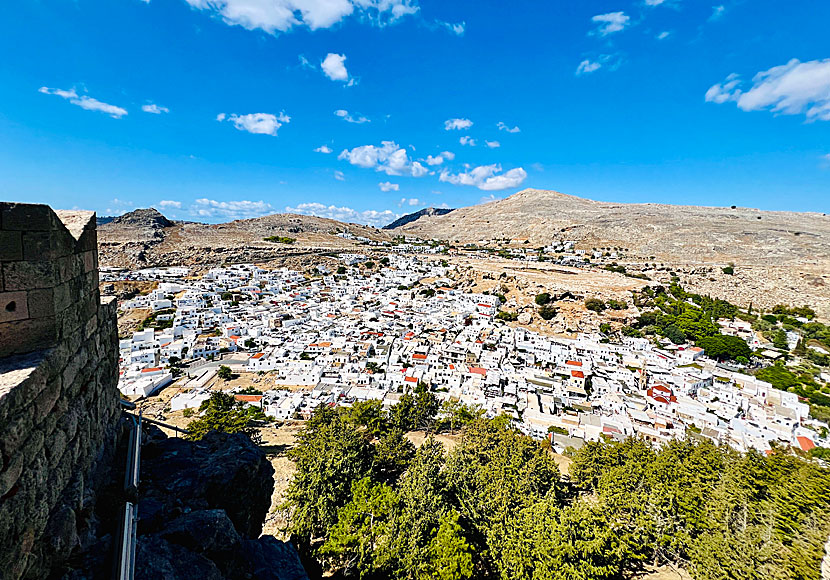 View of the village of Lindos from the Acropolis of Rhodes.