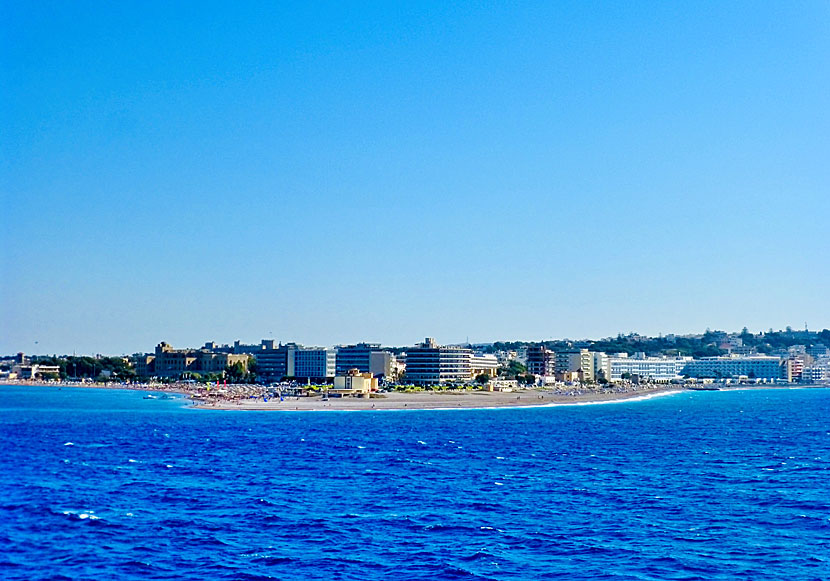 Elli beach and Windy beach and seen from the sea.