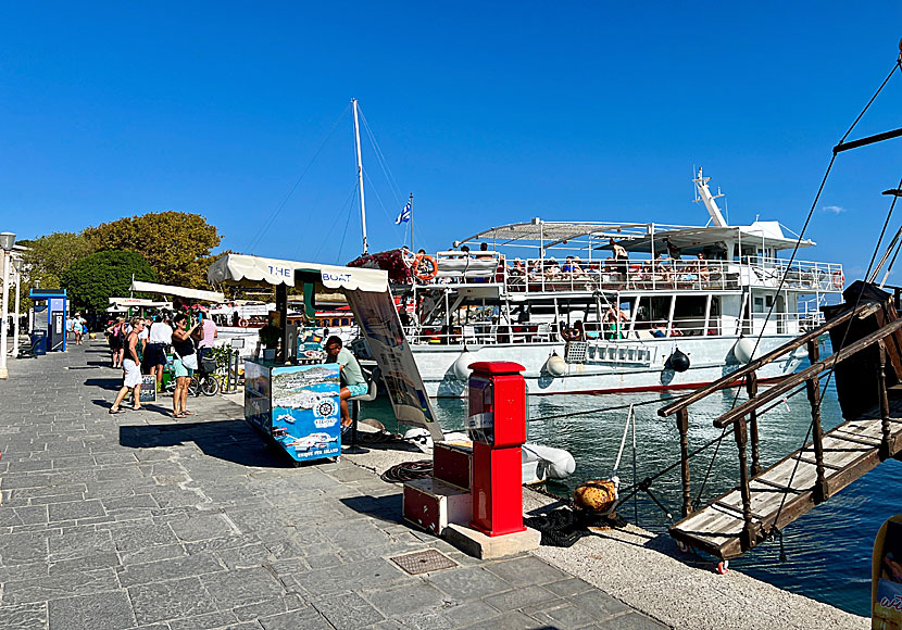 Excursion boats in Mandraki harbour.