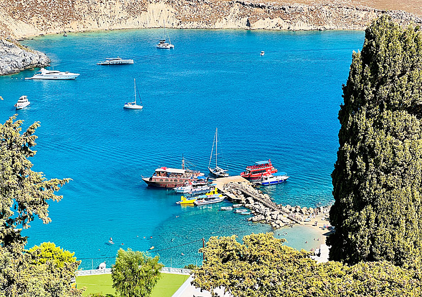 Excursion boats in Lindos. 