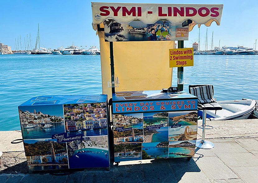 The most popular boat trips from Rhodes go to Symi, Kastellorizo, Chalki and Tilos.