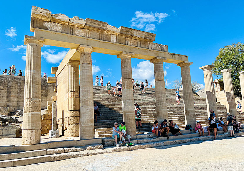 The Hellenistic stoa at Acropolis above Lindos. 