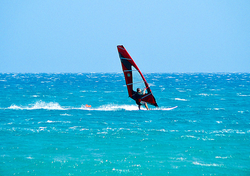 Kitesurfing at Prasonisi beach in southern Rhodes.