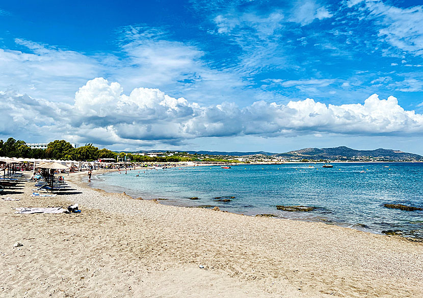 Kolymbia beach on Rhodes in Greece.