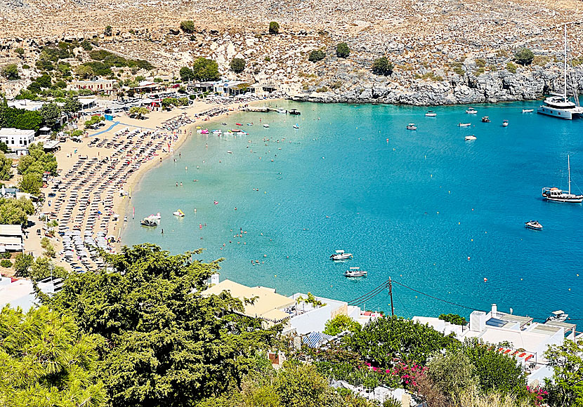 Lindos beach, or Main beach as it is also called.