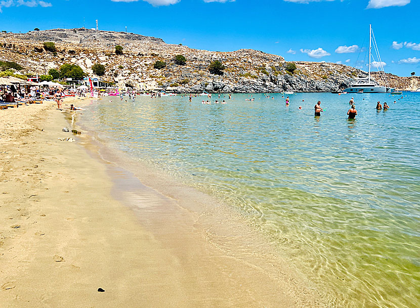 The beach in Lindos is one of the best sandy beaches in all of Rhodes.