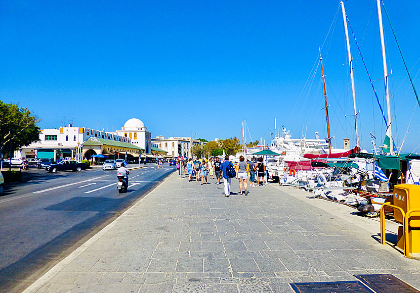 Mandraki harbour from where excursion boats depart around Rhodes.