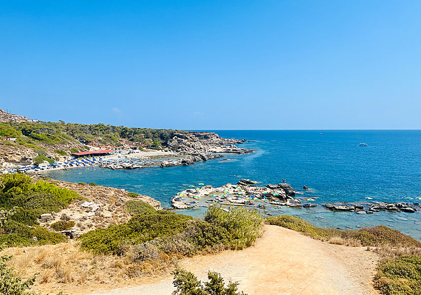 The beaches Nikolas, Tassos and Oasis in Kallithea in south-eastern Rhodes.