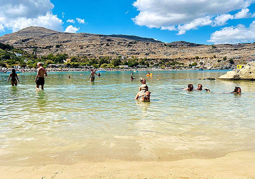 Lindos Main beach seen from Pallas beach.