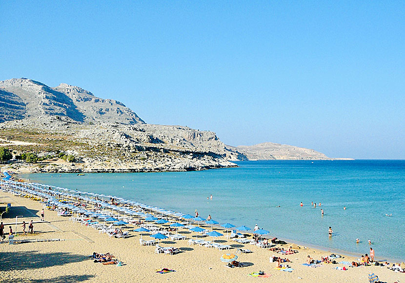 Agathi beach is located before Feraklos Castle near the village of Haraki.