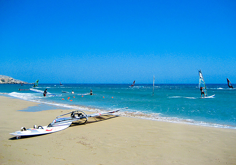 Windsurfers at Prasonisi beach in southern Rhodes.