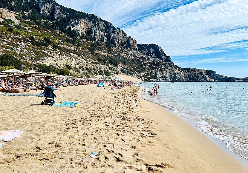 The child-friendly sandy beach Tsambika in Rhodes.