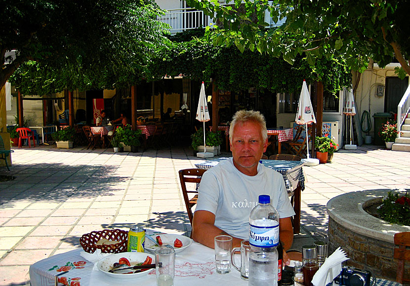 Restaurants on the square in Salakos on Rhodes.