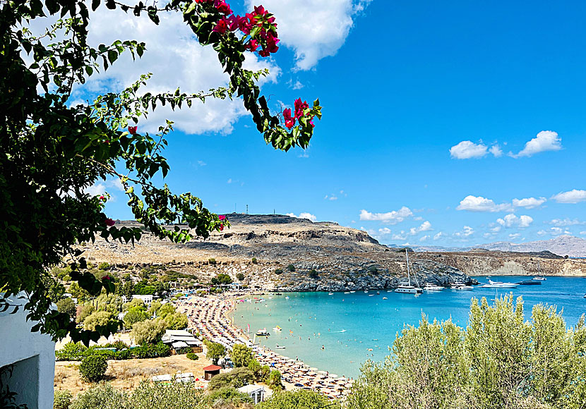 Lindos Main beach seen from the path that goes from Pallas beach to Lindos village.