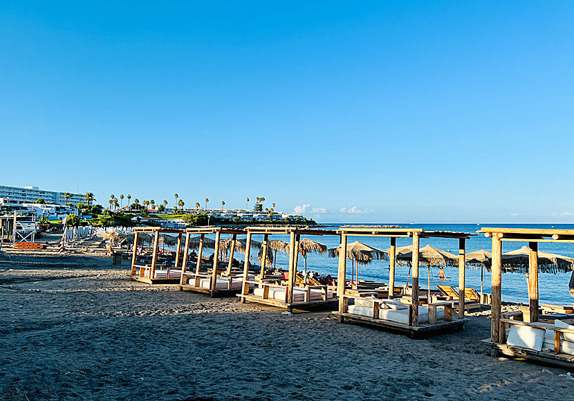 Sunbeds, deckchairs and parasols at Sunwing Kallithea beach.