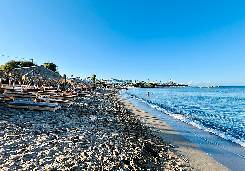 The fine sandy beach in Sunwing Kallithea beach on Rhodes.