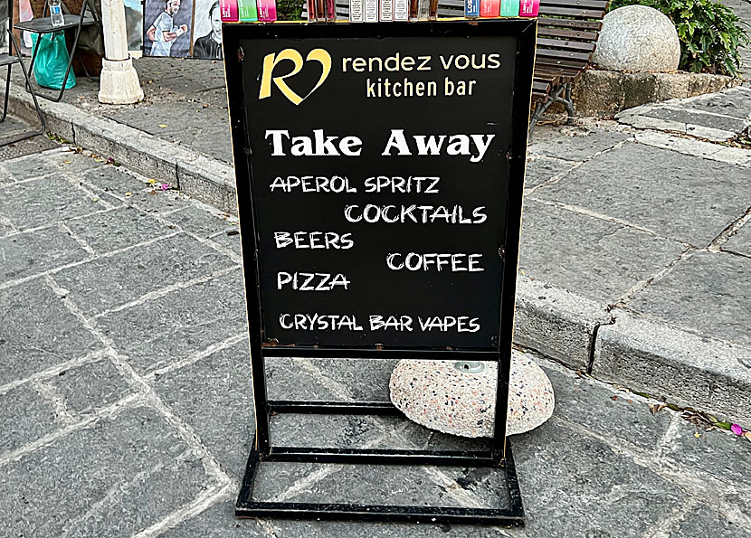 Buy aperol spritz, beer, wine, cocktails, drinks, coffee and vapes as take away in Rhodes.