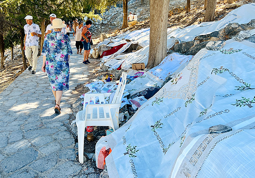 On the way up to the Acropolis, you can buy textile handicrafts.