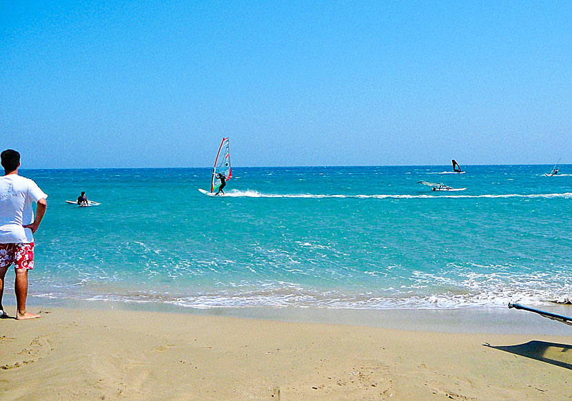 Windsurfing at Prasonisi beach in southern Rhodes.