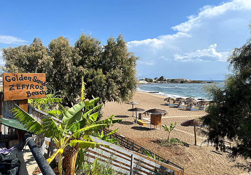 Zefyros beach which is located just before the large port of Akandia in Rhodes town.