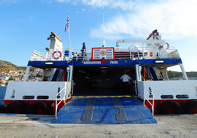 The catamaran Dodekanisos Pride in the port of Pythagorion.