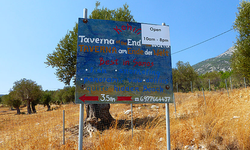 The road to Taverna at the end of the world begins in Limnionas on Samos.