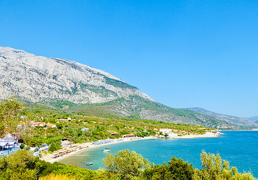 The best beaches in Samos. Limnionas beach.