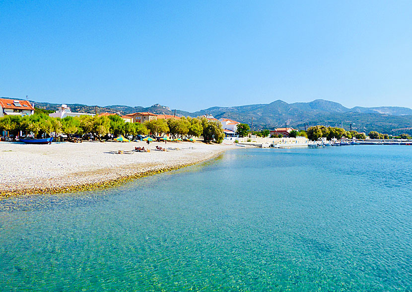 The beach in Ormos on southwestern Samos.