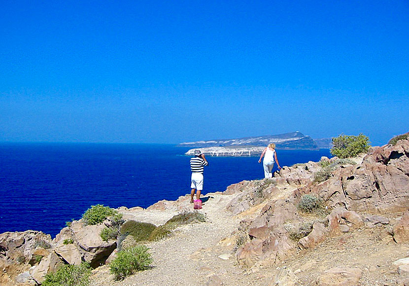 View of Aspronisi island from Cape Akrotiri in Santorini.