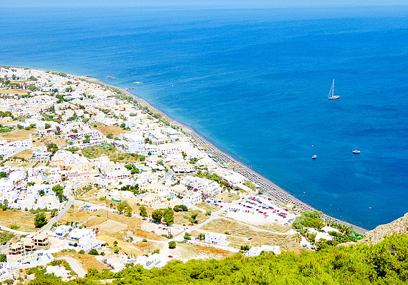 View of Kamari from Ancient Thira in Santorini.