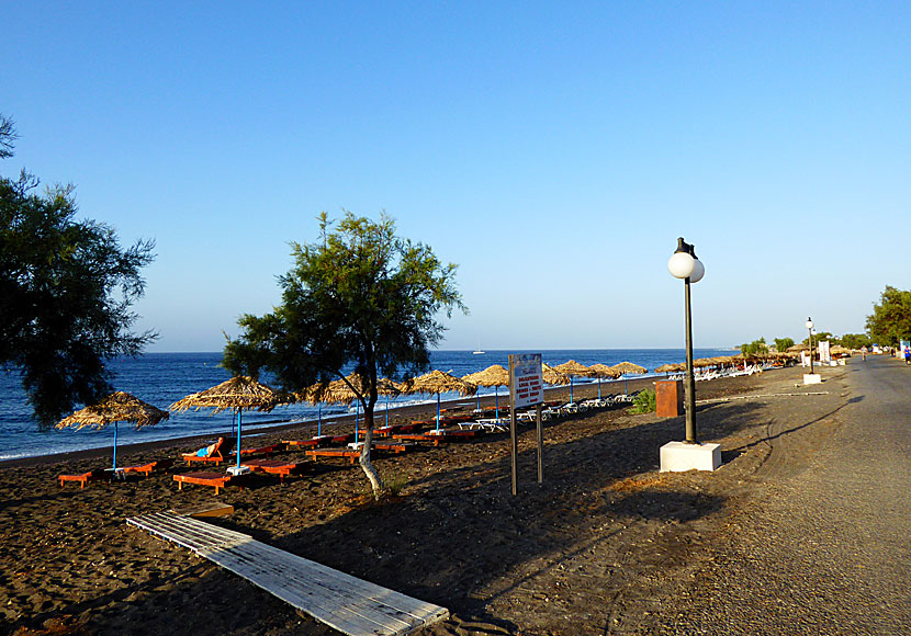 Part of the seafront promenade in Perivolos. Santorini.