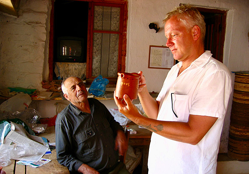 Kalimera Janne and ceramicist Kostas Depastas in Heronissos on Sifnos in Greece.