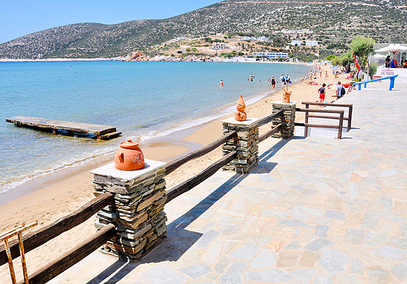 The seafront promenade in Platys Gialos on Sifnos in Greece.
